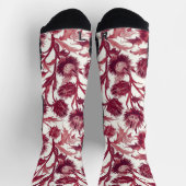 Chaussette Fleur de chardon William Morris d'un bordeaux prof (Haut)