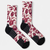 Chaussette Fleur de chardon William Morris d'un bordeaux prof (Droite)