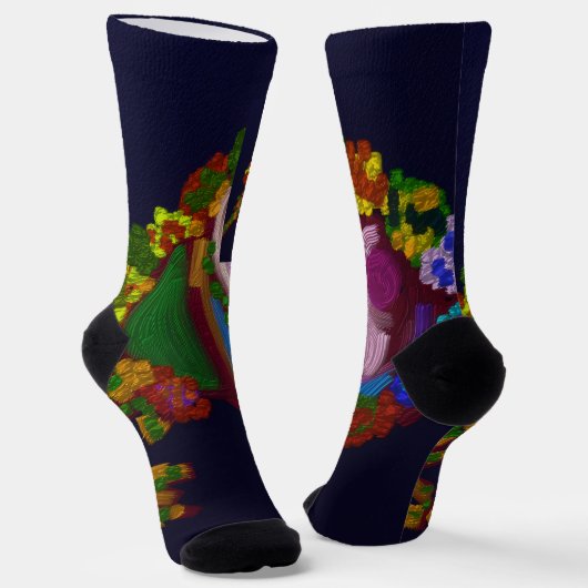 Chaussette Fleur de couleur arc-en-ciel (Angulaire)