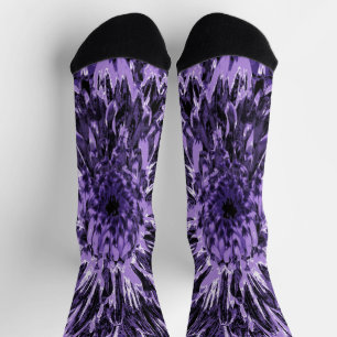 Chaussette Fleur de dahlia noire et violette