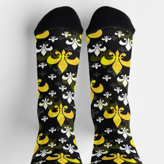 Chaussette Fleur De Lis Blanc Jaune (Haut)