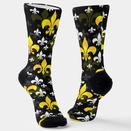 Chaussette Fleur De Lis Blanc Jaune (Angulaire)