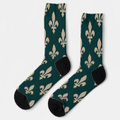 Chaussette Fleur de Lis Motif, Royal French Creative on Green (Gauche)