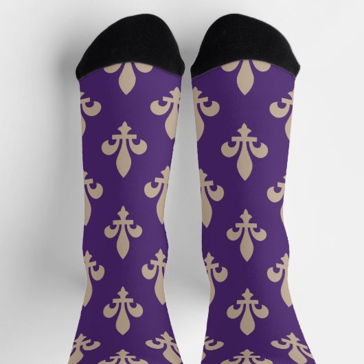 Chaussette Fleur de Lis Motif, Royal French Creative on Purpl (Haut)