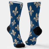 Chaussette Fleur de Lis Motif, Royal French, Crème sur Blue (Angulaire)