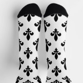 Chaussette Fleur de Lis Motif, Royal French, Noir sur Blanc (Haut)