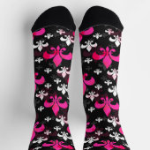 Chaussette Fleur De Lis Rose Blanc (Haut)