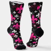 Chaussette Fleur De Lis Rose Blanc (Angulaire)