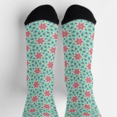 Chaussette    Fleur de Paisley Chic Motif Floral Vert Pastel (Haut)