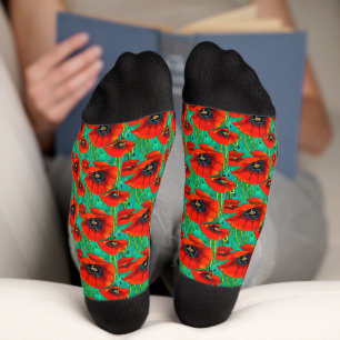 Chaussette Fleur de pavot souvenir jour floral continu