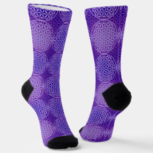 Chaussette FLEUR DE VIE - motif lilas violet