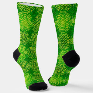 Chaussette FLEUR DE VIE - motif mélange vert