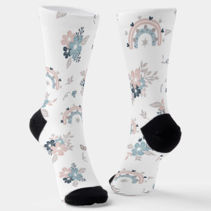 Chaussette Fleur Et Boho Motif Sans Fil