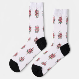 Chaussette Fleur et flamme - Vintage élégance florale