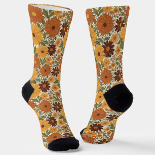 Chaussette fleur/floral dans le style vintage des années 70