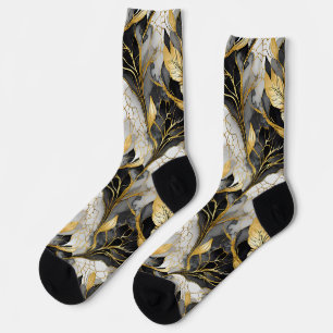 Chaussette Fleur Japonaise Or Noir