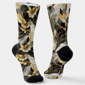 Chaussette Fleur Japonaise Or Noir (Angulaire)