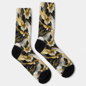Chaussette Fleur Japonaise Or Noir (Droite)