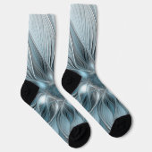 Chaussette Fleur joyeuse abstraite fleur bleue grise fractale (Droite)