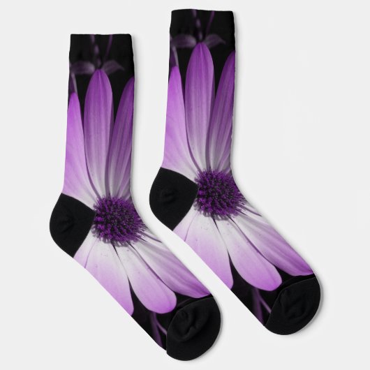 Chaussette Fleur marguerite violette (Droite)