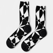 Chaussette Fleur noire et blanche mandala mosaïque rétro (Gauche)