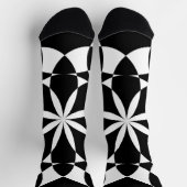 Chaussette Fleur noire et blanche mandala mosaïque rétro (Haut)
