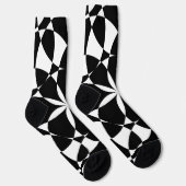 Chaussette Fleur noire et blanche mandala mosaïque rétro (Droite)