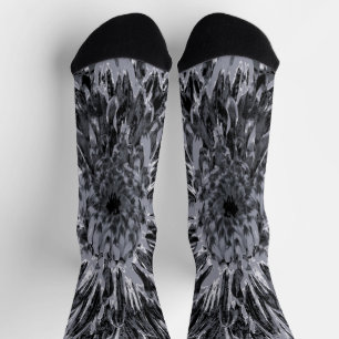Chaussette Fleur noire et grise Dahlia
