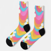 Chaussette Fleur ondulée groovy smiley rétro (Gauche)