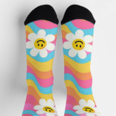 Chaussette Fleur ondulée groovy smiley rétro (Haut)