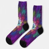 Chaussette Fleur psychédélique colorée Art fractal Abstrait (Gauche)