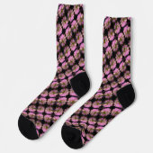 Chaussette Fleur Rose Et Blanc Fermer Motif (Gauche)