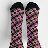 Chaussette Fleur Rose Et Blanc Fermer Motif (Haut)