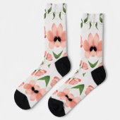 Chaussette Fleur Rose Moderne Personnaliser (Gauche)