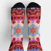 Chaussette Fleur rouge Mandala rouge bleu et orange (Haut)