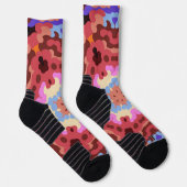 Chaussette Fleur rouge Mandala rouge bleu et orange (Droite)