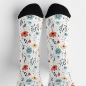 Chaussette Fleur sauvage du printemps Motif, rouille, Tan, Bl (Haut)