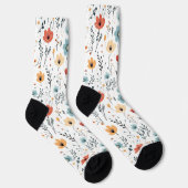 Chaussette Fleur sauvage du printemps Motif, rouille, Tan, Bl (Droite)