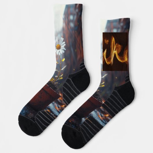 Chaussette Fleurir à travers les flammes (Gauche)