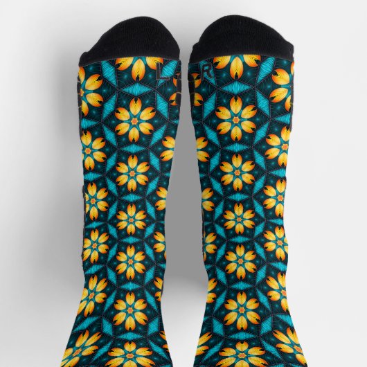 Chaussette Fleurs Abstraites jaunes (Haut)