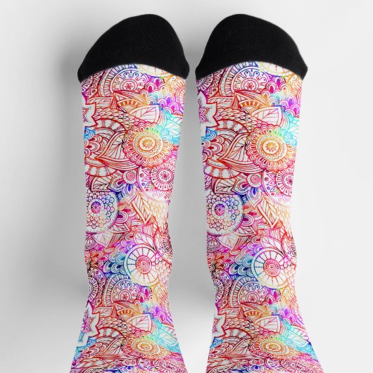 Chaussette Fleurs abstraites jolies et colorées (Haut)