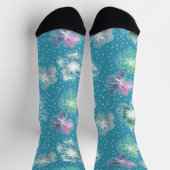 Chaussette Fleurs Abstraites sur de beaux tons bleu clair (Haut)