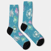 Chaussette Fleurs Abstraites sur de beaux tons bleu clair (Droite)