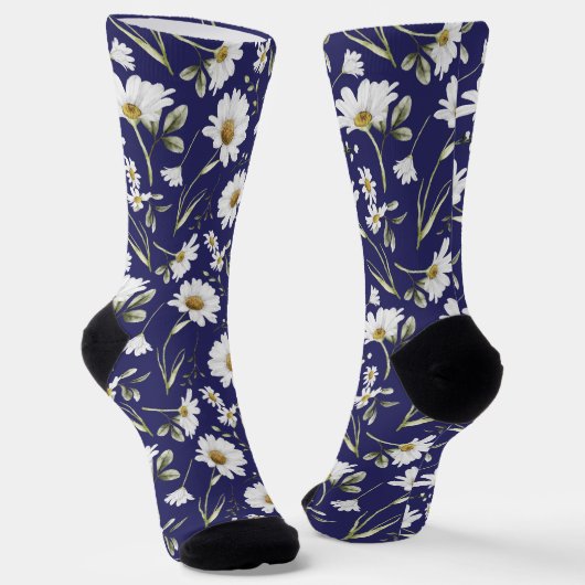 Chaussette Fleurs Aquarelles Blanches (Angulaire)