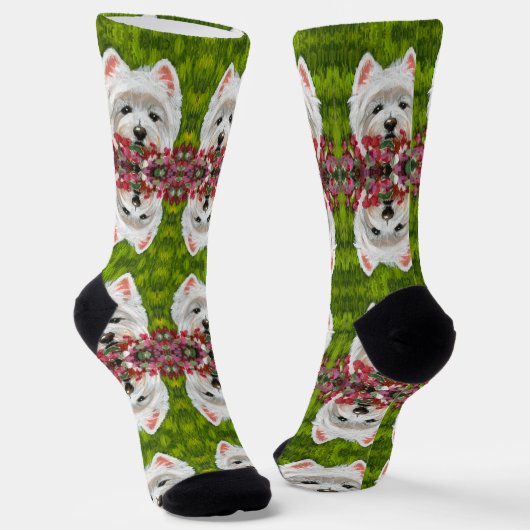 Chaussette Fleurs blanches et roses (Angulaire)