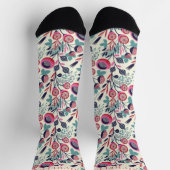 Chaussette Fleurs blanches florales bleues sur mesure (Haut)