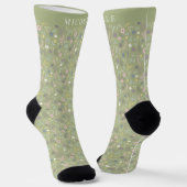 Chaussette Fleurs blanches florales roses sur mesure (Angulaire)