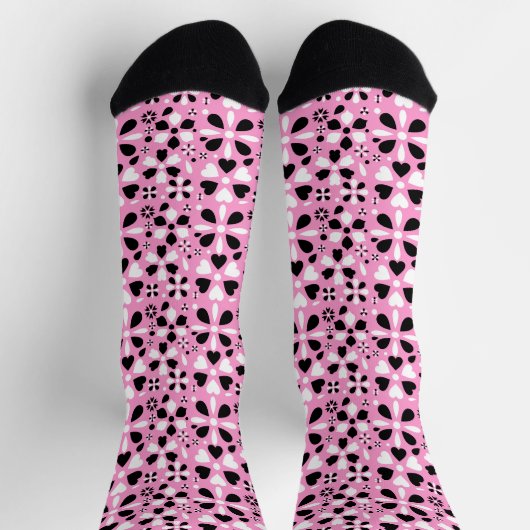 Chaussette Fleurs blanches noires mignonnes (Haut)