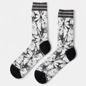 Chaussette Fleurs blanches sur gris foncé (Gauche)