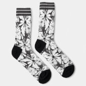 Chaussette Fleurs blanches sur gris foncé (Droite)